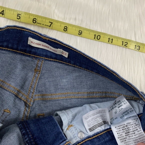 Levi's Size‎ 27 Quebec Storm Distress Mile High Super Skinny Denim Jeans - Picture 5 of 8